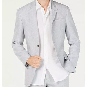 Tasso Elba Linen Grey Slate Blazer Suit Jacket